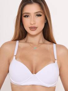 Kit Of Up To 03 Reinforced Bras In Basic Colors With Padded Support, Style And Well-Being. Essential Bras, Shaping And Support With Push-Up Effect. - Đen, Trắng và Be - Xem 6