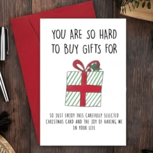 1pc Christmas Greeting Humor, "It's Hard To Buy Gifts" Theme, Cartoon Pattern, Suitable For Anyone, Festive Paper Card With Red Envelope, For Family, Spouse Or Partner - Multicolor - View 8