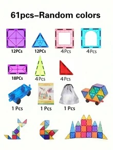 圣诞装饰 35/61 件时尚磁性积木套装，3D 磁性积木，学前教育学习玩具，适合送给朋友和家人的最佳磁性早教玩具