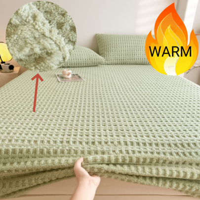 Taffeta Velvet Jacquard Twin Fitted Sheet - Luxury Bedding - Ultra-Soft, Quick-Heat, Anti-Static, 360° Mattress Protector, No Pillowcases