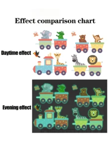 1pc Glow-In-The-Dark Cartoon Car & Animal Sticker, Luminous Wall Decal For Kids Room, Bedroom, Nursery, Wholesale - Multicolor - View 5