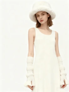 1. Chapéu de pelúcia feminino, grosso, rosto pequeno, chapéu tipo balde com acabamento em pele sintética, combinado com punhos de manga alargada de malha, quente para acessórios de inverno