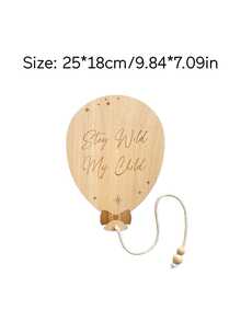Nordic Wooden Hot Air Balloon Wall Decals - Nursery Decor, Natural Theme Birthday Party And Forest Theme Photography Props - Style 2 - View 7