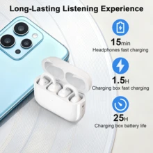 Audífonos Inalámbricos Con Traductor Para Celulares y Tablet Android y IOS, Auriculares Bluetooth Diseño de Pendiente One-Ear, Cancelación de Ruido, Traducción en Tiempo Real, Para Uso Diario, Gimnasio, Viaje, Compactos, Fácil de Usar - Blanco - Ver 8