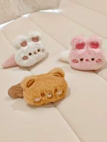 3 piezas Pinzas para el cabello de animales de peluche lindos, Pinzas para el cabello de caimán grandes, Accesorios para el cabello de mujer, Accesorios de invierno para mujer