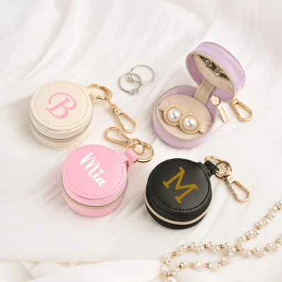 Hộp đựng nhẫn trang sức mini tùy chỉnh có móc khóa, Hộp đựng nhẫn du lịch di động cá nhân có móc khóa, Hộp đựng nhẫn thể thao du lịch di động, Hộp đựng nhẫn tập gym mini bằng da tùy chỉnh làm quà cưới cho phù dâu, Quà tặng cho nữ, nữ, giáo viên y tá
