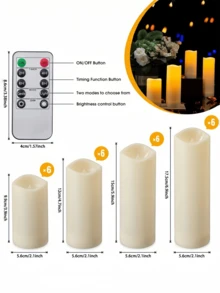 24pcs Waterproof LED Candle Lights With Remote Control And Timer, Outdoor Flickering Flameless Candles, Battery Operated Pillar Candles For Home Decor, Holiday Party, Mother's Day, Christmas, Realistic Candle Lights, Valentine's Day, Gifts, LED Candles, Fake Candle Lights, Tabletop Center Decor, Wedding Decoration - 米色 - 查看 8