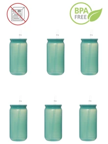 1PC/6pcs Colorful Plastic Cups With Lids And Straw PET Can Replacement For Water Bottle Shaped Cute Tumbler Drinking Plastic Cups For Party, Coffee, Milk Outdoor Sippy Cup Simple