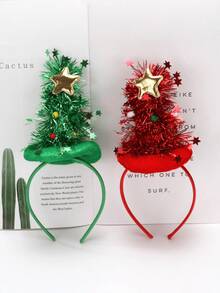 1 peça Nova Tiara de Natal com Decoração de Papai Noel, Tiara para Cabelo, Fantasia de Árvore de Natal, Acessórios para Cabelo - Multicolorido - Ver 5