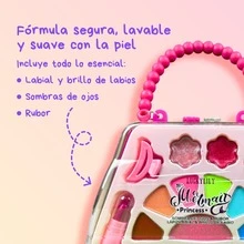 Mermaid Princes Kit de Maquillaje Todo Incluido kit de maquillaje Mermaid Princes todo incluido paleta sombras labial iluminador brochas y accesorios formato infantil juvenil ideal para juegos de dress up fiestas de disfraces presentacion segura cosmeticos no toxicos para ninas regalo creativo - Rosa Fucsia - Ver 4