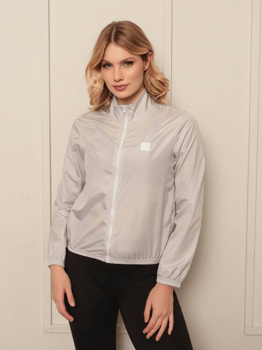 Women's Microfiber Jacket With Water Resistance And UV Protection - Versatility, Comfort, Fitness Style, Gym - Light Grey - View 1