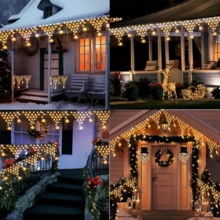 1PC Solar Outdoor Snowflake Curtain Triangular Fishing Net Light String, 100LED New Year And Christmas Atmosphere Decoration Light, Outdoor Hanging Fairy String Light, Outdoor Garden Terrace Roof Decoration, Wedding, Party, Christmas, Halloween Decoration, 8-Mode (500mAh) - Solar - View 11