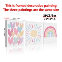 3pcs Colorful Bohemian Pink Rainbow Sun Canvas Poster, Printed Canvas Wall Art, Artistic Wall Painting - Multicolor - View 17