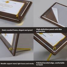 A4 Walnut Wood Menu Card Display Stand, Restaurant Price List Holder, Home Use High-Grade Solid Wood Certificate Display Box - Multicolor - View 5