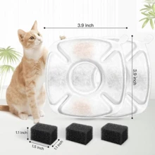 8 Stücke Ersatzfilter für Katzenbrunnen, 4 Packungen Ersatzfilter für Katzenwasserbrunnen mit 4 Packungen Vorfilter-Schwämme, Haustier-Brunnenfilter passend für 95oz/2,8L automatischen Haustier-Brunnen Katze