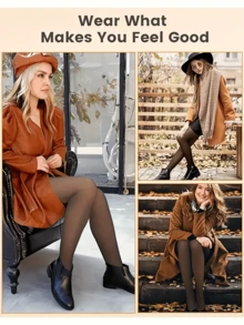 Fleece Lined Thermal Tights Woman Sexy Translucent Pantyhose Slim Winter Warm Thick Velvet Stockings Female Magic Leggings With A Variety Of Colors Suitable For People Of Different Skin Colors - 黑透蜂蜜 - 查看 7