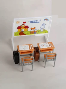 微型教室立体模型套装 - 1:12 学校课桌椅场景，带黑板及配件 | 可爱的桌面展示，可收藏的学习道具，是送给老师和学生的理想礼物 - 教室課桌套裝 - 查看 6
