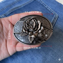 Western Style Unisex Accessories, ( Roses) Oval Detachable Metal Belt Buckle, Belt Buckle. Western Cowboy Style, Party Essential, Fashionable And Versatile Belt Suitable For Daily Use In Summer, Autumn, Halloween, Christmas. - roses - 查看 3