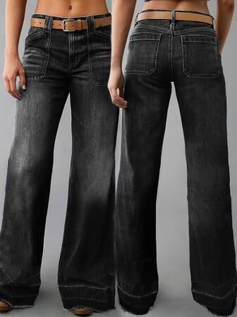 New Women's Denim Wide Leg Long Jeans High Quality Fashionable Casual Pants Comfortable Fit For All Seasons Stylish Everyday Wear