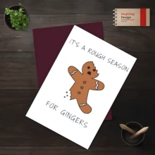 1 felicitare de Crăciun în formă de ghimbir cu umor "E un sezon dificil pentru", cadou unic de felicitare pentru sărbători, felicitare de ziua de naștere pentru soț, soție, mamă, tată, fiu, iubit și familie, idee de cadou perfectă pentru prieteni, potrivită pentru toate ocaziile. - Multicolor - Vizualizare 2