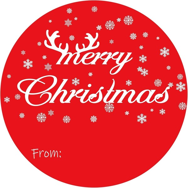 50 Piezas de Pegatinas Navideñas, Etiquetas Navideñas de 2" con copos de nieve y astas, Pegatinas de Etiquetas de Nombre Navideñas, Pegatinas de "De Parte De" para Adornos, Sobres, Bolsas de Regalo y Decoración Navideña