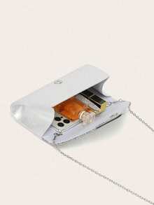 5件套新娘首饰套装：闪亮玫瑰金立方氧化锆项链、1对耳环、手链+单肩包。小巧优雅的女士晚宴包，新娘婚礼贝壳信封包，配有可拆卸金属链肩带。适合女士单肩包、手提包，适用于婚礼、派对、宴会等场合。 - 白色肩背包套裝 - 查看 6