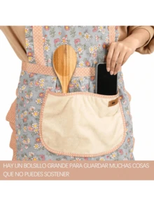 1 piezas Delantal con tirantes florales pequeños resistente al aceite y a las manchas, vestido de princesa - Morado - Ver 8