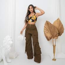 Cargo Maxi Pants - Rust Brown - View 1