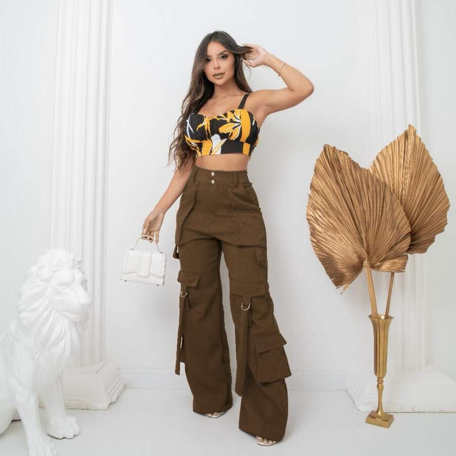 Cargo Maxi Pants - Rust Brown - View 1