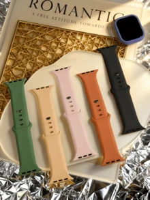 5 Packungen sportlich-elegante Silikonbänder kompatibel mit Apple Watch Series 10,9,8,7,6,SE,SE2,Ultra 2 - 38mm,40mm,41mm,42mm,45mm,46mm,49mm, Unisex Geschenke für die Familie