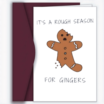 1pc Humorous Ginger Shaped Christmas Card 'It's A Rough Season For ' Unique Gift Holiday Greeting Card Birthday Card For Husband, Wife, Mom, Father, Son, Boyfriend, And Family Perfect Gift Idea For Friends Suitable For All Occasions