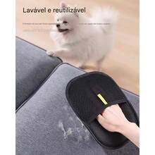 Pet Grooming Gloves, Reusable Cat Hair Removal Tool, Double-Sided Brush For Sofa Clothes Cleaning - 黑色 - 查看 6