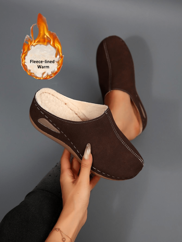 Women's Warm Thermal-Lined Clog Slippers, Convenient Slip-On Mules For Casual Daily And Indoor Wear, Perfectly Match With Pants And Casual Outfits