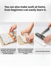 1/2/5pcs,Natural White Bamboo Sushi Rolling Mat - 24cm/9.5in Makisu For Sushi, Kimbap & Spring Rolls Easy To Clean - Multicolor - View 7