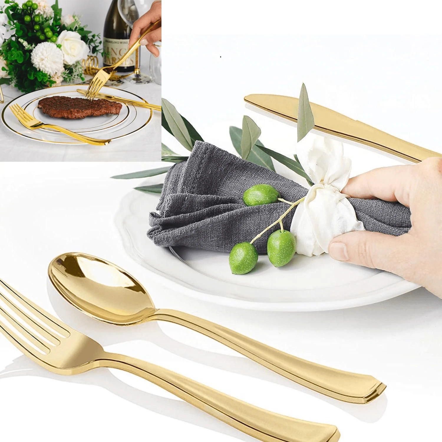 6pcs Stainless Steel Gold Dessert Salad Forks, Suitable For Home Kitchen Or Restaurant, Wedding Party, Size 7.5 Inches/19cm - Multicolor - View 1