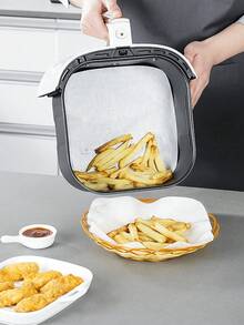 100 片吸油汉堡馅饼纸，纯色方形不粘蜡，用于单独冷冻压制馅饼空气炸锅厨房空气炸锅衬垫空气炸锅纸空气炸锅空气炸锅 - 彩色 - 查看 9