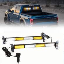 Barra de luces de advertencia de tráfico 2 en 1 de 2x17.9 pulgadas, ámbar/blanco, para camiones, luces de interiores del tablero