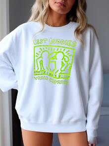 Vintage 2000s Keith Haring Art Sweatshirt Size M Sweatshirt - 白色 - 查看 2
