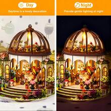 1 Set Of Wooden DIY Sky Garden Toy House Kit, Mini Model House Construction, Mini Greenhouse Model House Kit 1:24 Scale - With LED Lights, Home Decoration And Creative Gifts - Ideal Choice For Birthdays, Easter, Mother's Day,Valentine's Day And Other Holidays - Multicolor - View 3