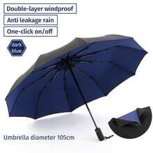 1pc Dual Layer Automatic Windproof Umbrella, 10-Rib One-Key Open & Close, Reinforced Anti-Wind Rain Umbrella, Multi-Function Travel Umbrella, Back To School Supplies Back To School
