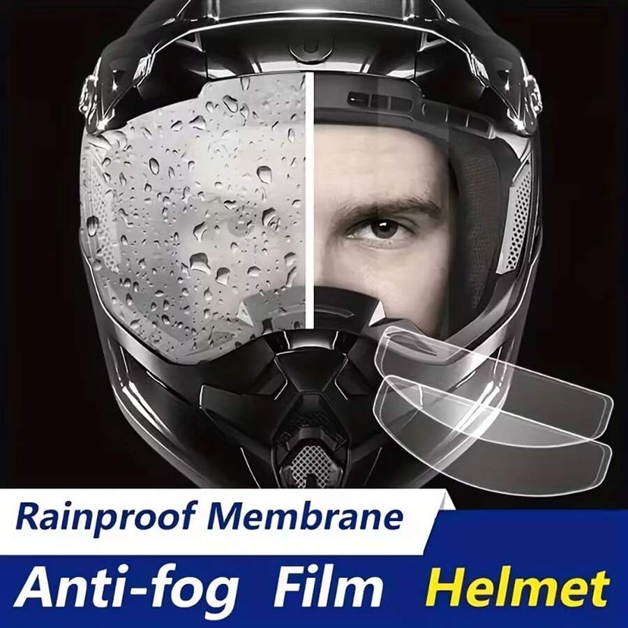1pc Motorcycle Helmet Anti-Fog Anti-Rain Film - Long-Lasting Protection To Maintain Clear Vision In Rain, Transparent Riding Goggles, Durable Clear Film, Suitable For Outdoor Enthusiasts - Multicolor - View 1