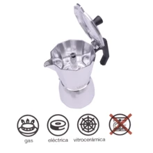 Cafetera Con Tapa Transparente La ITALIANA ALEACIÓN ALUMINIO Expresó Clásica Moka Coffee Medidas disponibles 3 / 6 / 9 / 12 tazas  ✅ Entrega de 1-3 días - CAFETERA 12 TAZAS - Ver 3