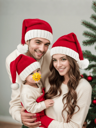 1pc Christmas Hat Set, Classic Christmas Hat For Parent-Child, Knitted Christmas Hat, Holiday Decoration Hat, Photo Prop For Parent-Child Interaction