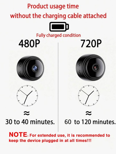 GENAI 1/2/ Home Security Camera 720P WiFi Nanny Cam Night Vision, Motion Detection, Indoor Outdoor Pet Monitoring Compact Discreet (Support 2.4GWIFl Only) view 5