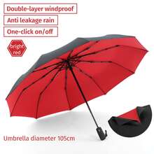 1pc Dual Layer Automatic Windproof Umbrella, 10-Rib One-Key Open & Close, Reinforced Anti-Wind Rain Umbrella, Multi-Function Travel Umbrella, Back To School Supplies Back To School