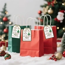30 Piezas Etiquetas Navideñas con Cuerda, Etiquetas de Agradecimiento Navideñas de 3.3x2.1 Pulgadas, Etiquetas de Regalo de Fiesta de Año Nuevo con Árbol y Corona para Bolsas de Dulces, Sobres y Regalos, Manualidades y Decoración Navideña
