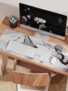 1pc EFISH Mouse Pad Japanese Cherry Blossom (800*300*3MM) Large Extended Mouse Pad, Stitched Edges Mouse Mat, Non-Slip Rubber Base