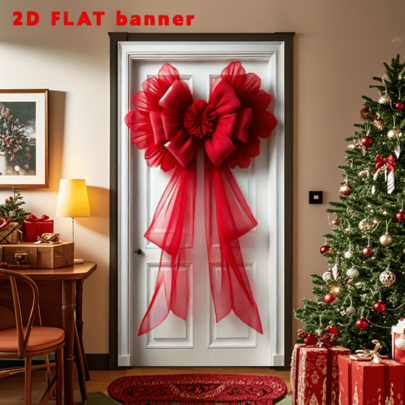 Elegante fiocco rosso grande per porta natalizia - 90 x 180 cm, decorazione natalizia multifunzionale adatta per ingressi e stanze