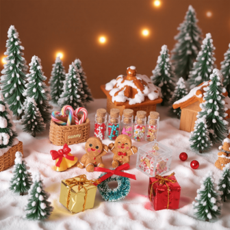 17pcs/Set Dollhouse DOLLHOUSE Simulation Mini Christmas Scene Accessories Miniature Food Play Model Decorative Ornaments Mini Decorative Accessories Dollhouse Decorative Set Props