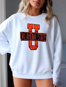 Vintage 80s 90s Oklahoma State University Crewneck Sweatshirt College Gray Osu Sweatshirt - trắng - Xem 2